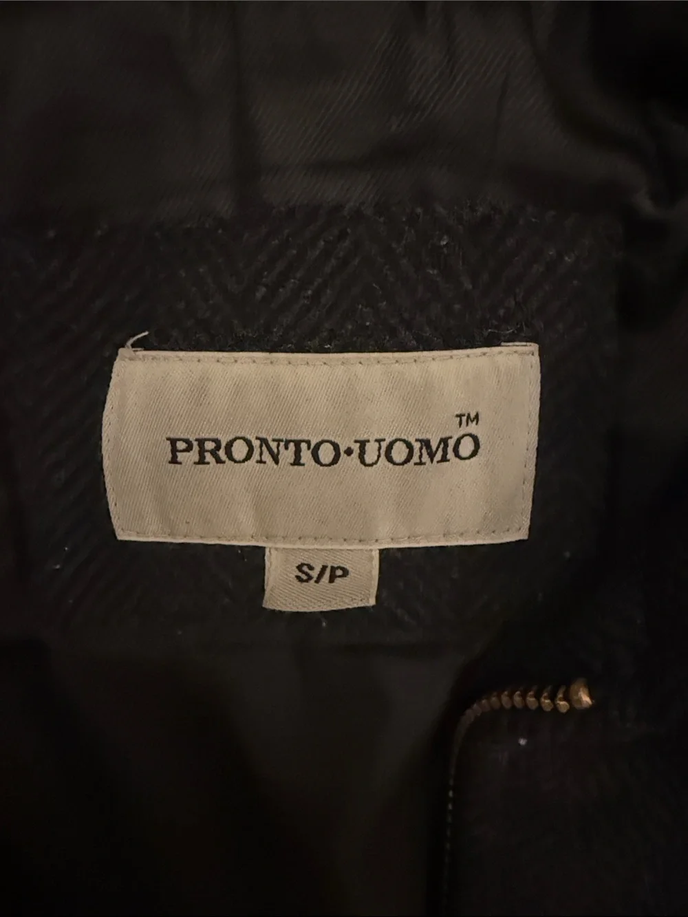 Pronto Uomo Black Wool/Cashmere Jacket with Brushed Gold Zip